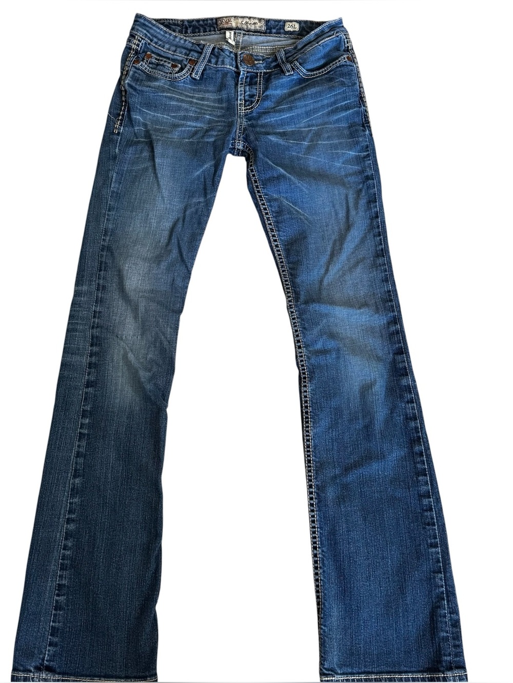 BKE Sabrina Boot Cut Jeans Size 26L Blue Denim Pants Medium Wash Low Rise